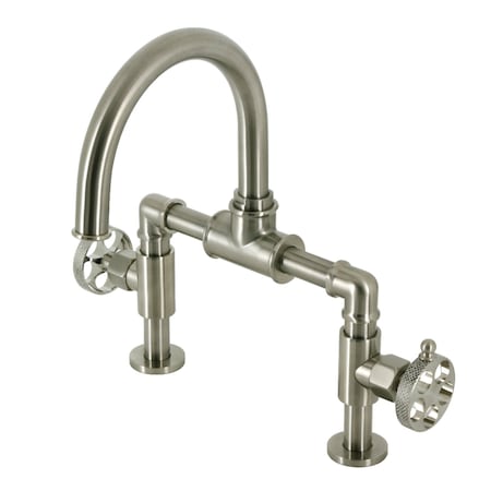 Kingston Brass KS2178RKX Bridge Bathroom Faucet with Push Pop-Up, Brushed Nickel KS2178RKX